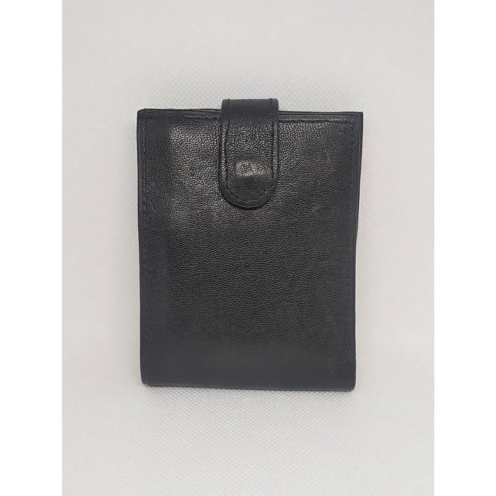 Unisex Handcrafted Genuine Leather Black Bifold W/ Snap Wallet